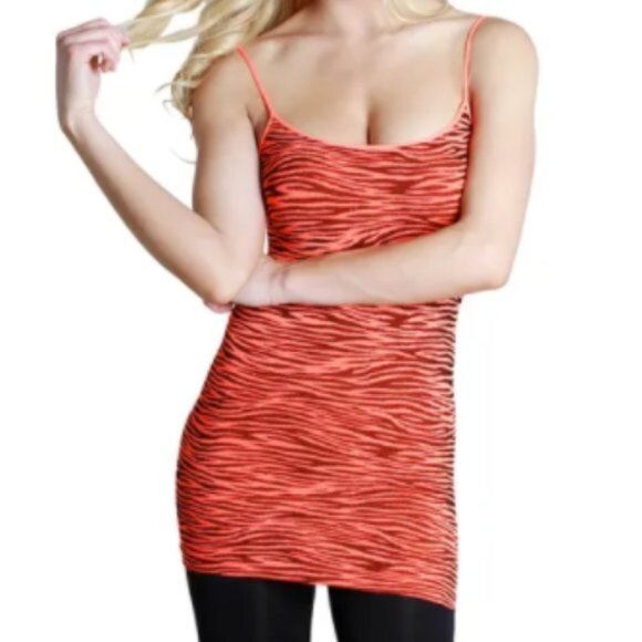 New Nikibiki Zebra Print Bright Orange Tank Top - Picture 1 of 1